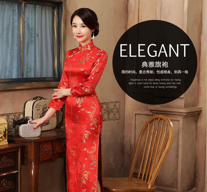 3/4-Sleeve Embroidery Cheongsam