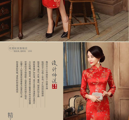 3/4-Sleeve Embroidery Cheongsam