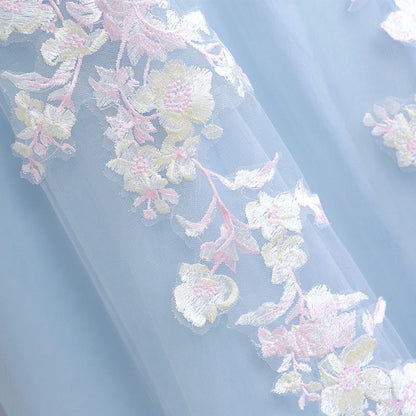 Embroidery Dip-Back Evening Gown