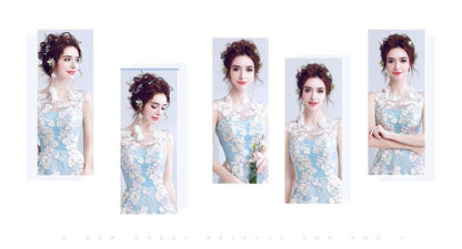 Embroidery Dip-Back Evening Gown