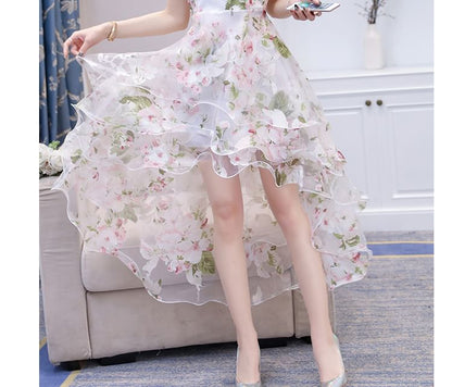 Floral Layered Waterfall Dress