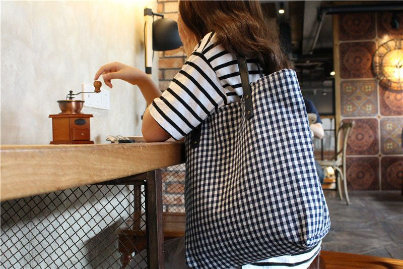 Plaid Canvas Shopper Bag