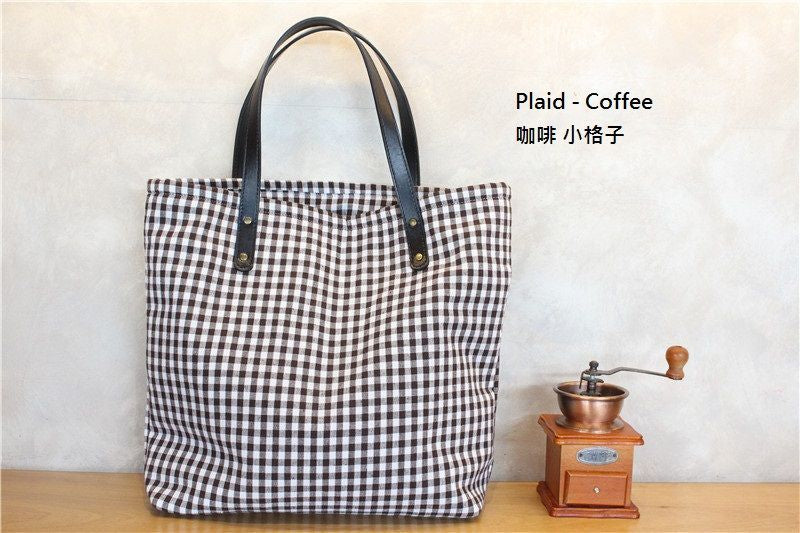 Plaid Canvas Shopper Bag