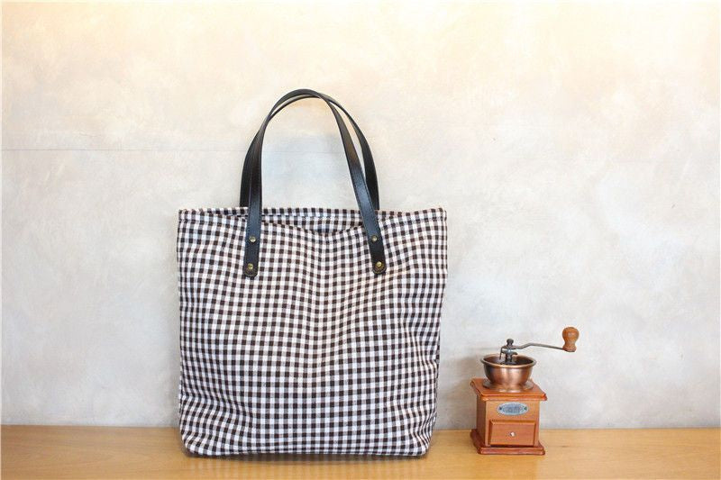 Shopper-Tasche aus Canvas mit Karomuster