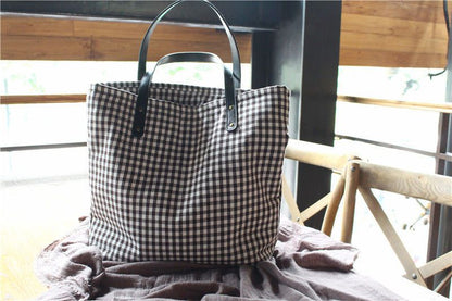 Plaid Canvas Shopper Bag