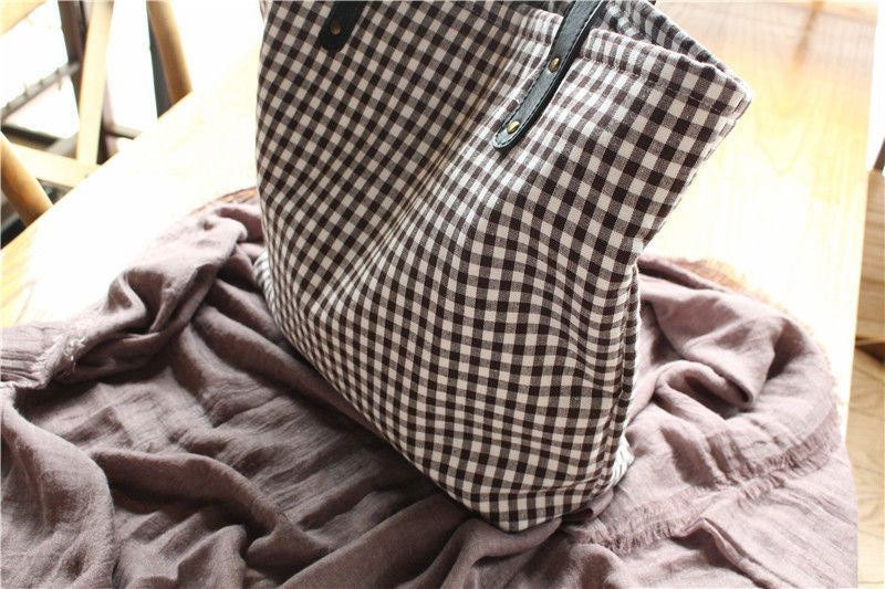 Sac cabas en toile à carreaux