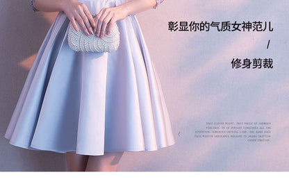 Lace Panel Elbow Sleeve Bridesmaid Dress