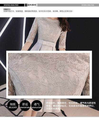 Elbow-Sleeve  A-Line Cocktail Dress