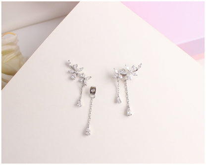 Floral Rhinestone Stud / Clip-On Earrings