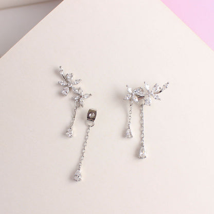 Floral Rhinestone Stud / Clip-On Earrings