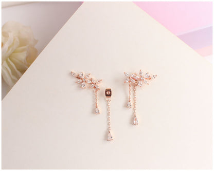 Floral Rhinestone Stud / Clip-On Earrings