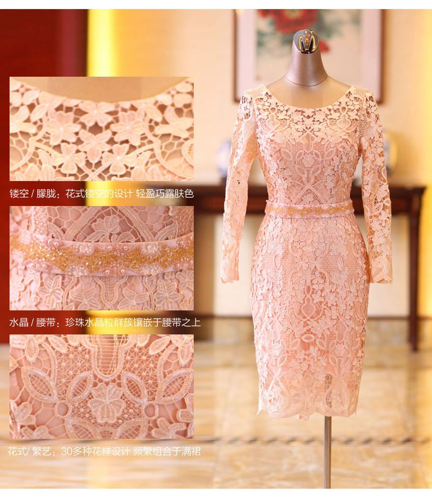 Long-Sleeve Lace Sheath Wedding Dress