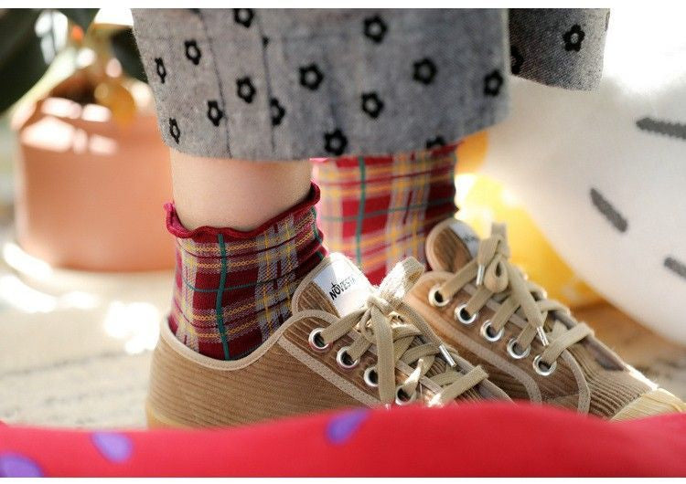 Plaid Knit Socks