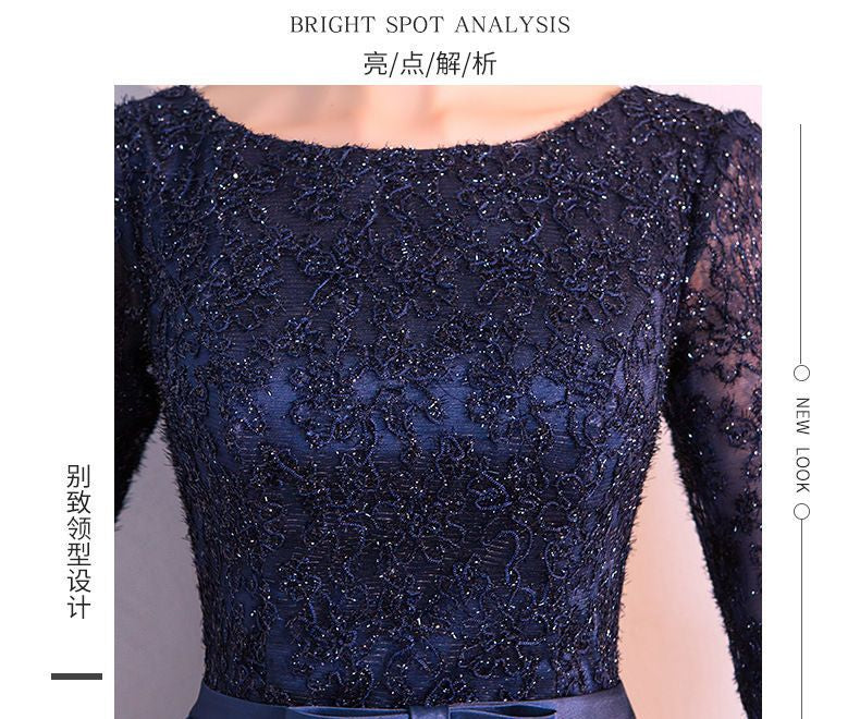 Bow Detail Elbow-Sleeve A-Line Cocktail Dress / Evening Gown