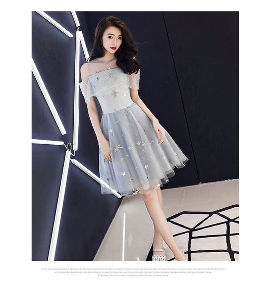 Cold Shoulder Short-Sleeve A-Line Cocktail Dress