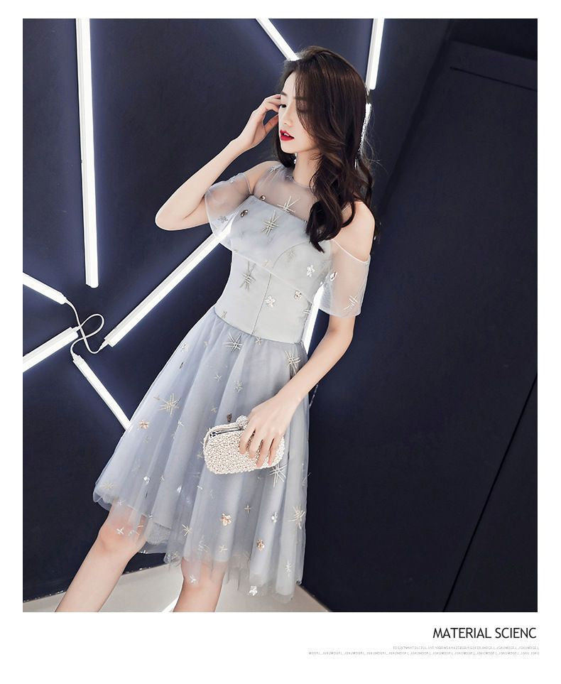 Cold Shoulder Short-Sleeve A-Line Cocktail Dress