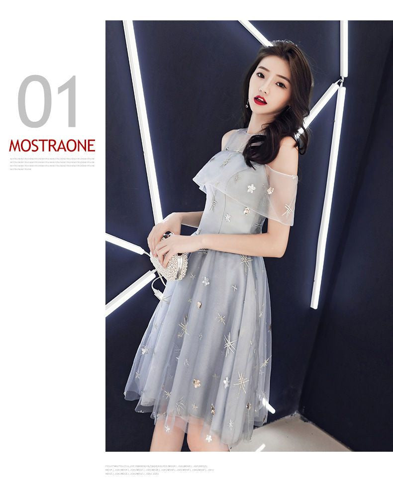 Cold Shoulder Short-Sleeve A-Line Cocktail Dress