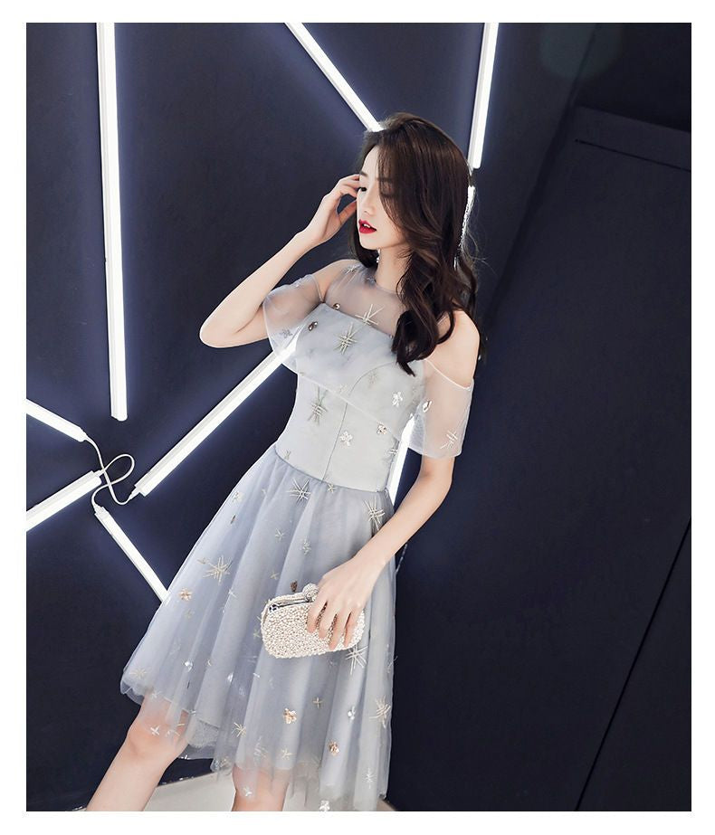 Cold Shoulder Short-Sleeve A-Line Cocktail Dress