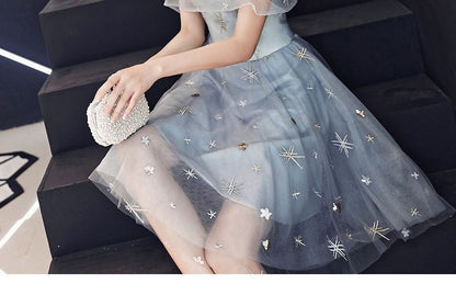 Cold Shoulder Short-Sleeve A-Line Cocktail Dress