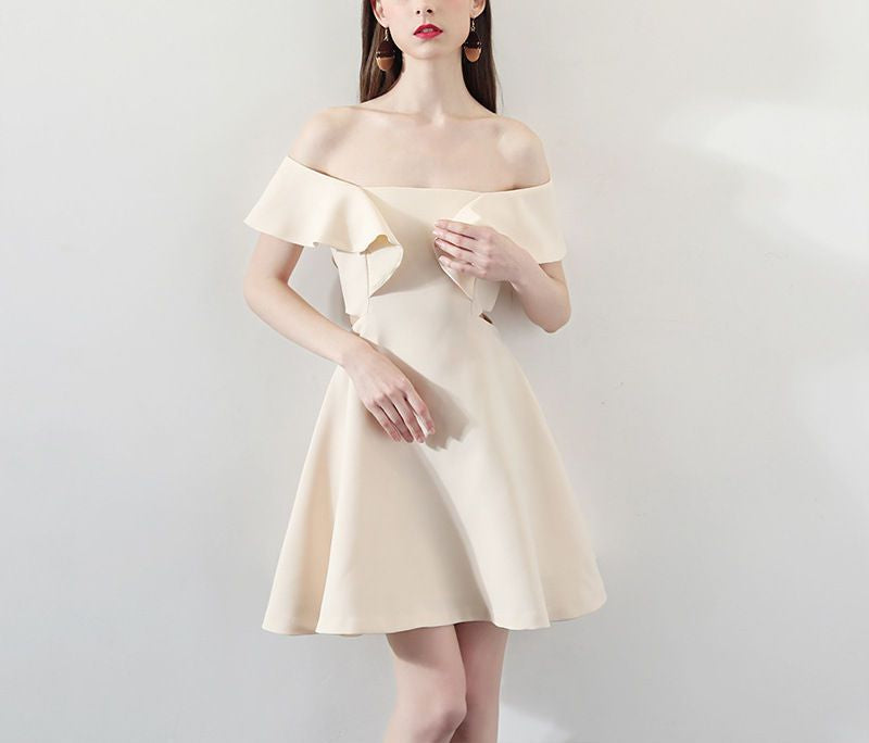 Off-Shoulder Ruffle A-Line Cocktail Dress