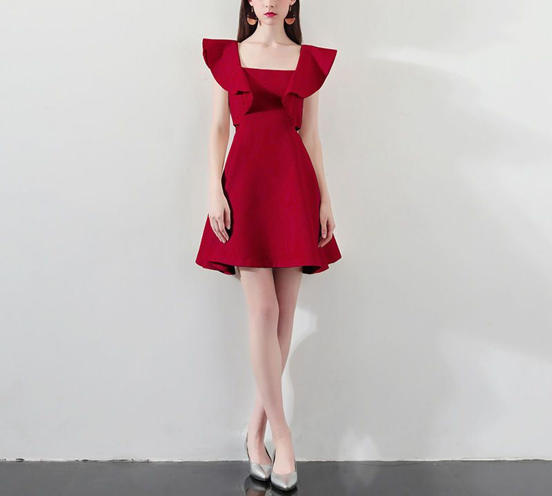 Off-Shoulder Ruffle A-Line Cocktail Dress