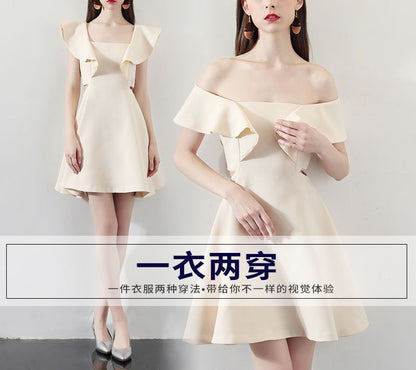 Off-Shoulder Ruffle A-Line Cocktail Dress