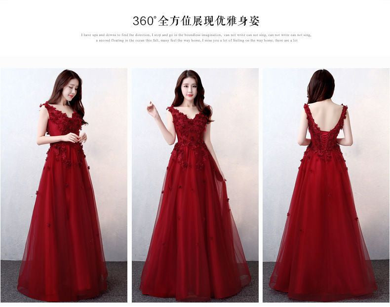 Rose Embroidered Sleeveless A-Line Evening Gown