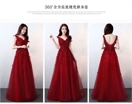 Rose Embroidered Sleeveless A-Line Evening Gown