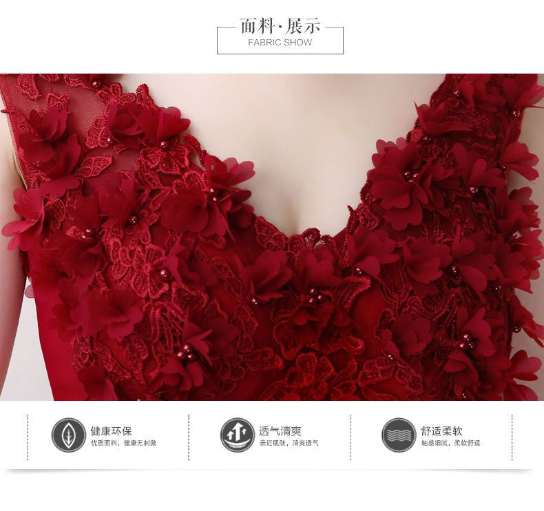 Rose Embroidered Sleeveless A-Line Evening Gown