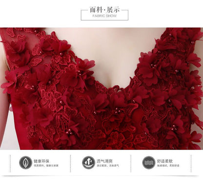 Rose Embroidered Sleeveless A-Line Evening Gown