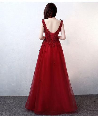 Rose Embroidered Sleeveless A-Line Evening Gown