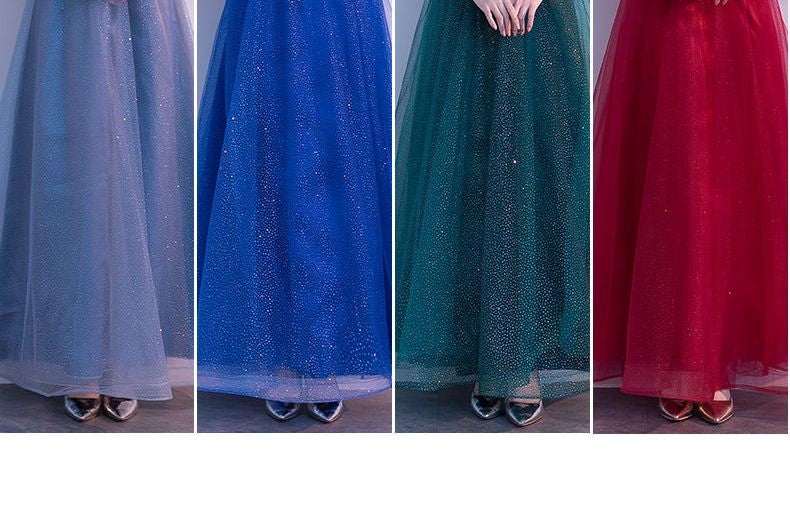 V-Neck Elbow-Sleeve A-Line Evening Gown