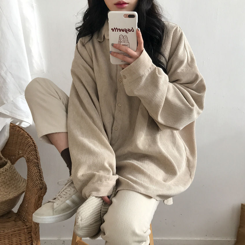 Chemise oversize en velours côtelé