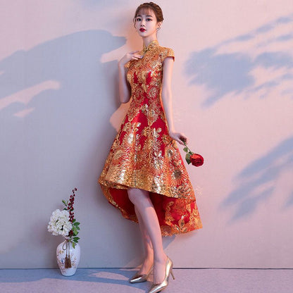 Sequined Cap-Sleeve Midi Cocktail Dress