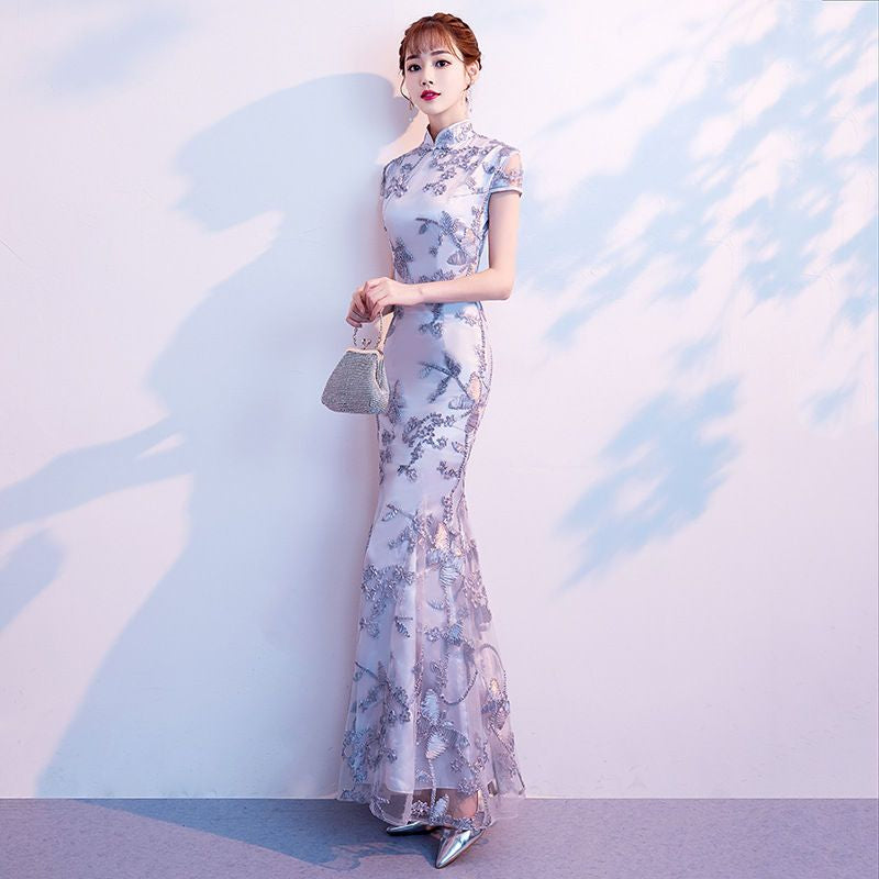 Short-Sleeve Mermaid Qipao