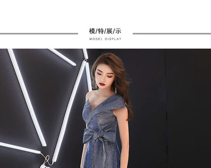 Single-Shoulder A-Line Midi Cocktail Dress / Evening Gown