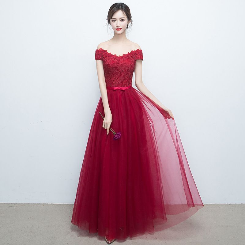Off-Shoulder A-Line Cocktail Dress / Evening Gown