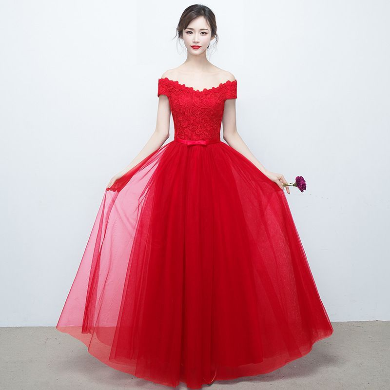 Off-Shoulder A-Line Cocktail Dress / Evening Gown