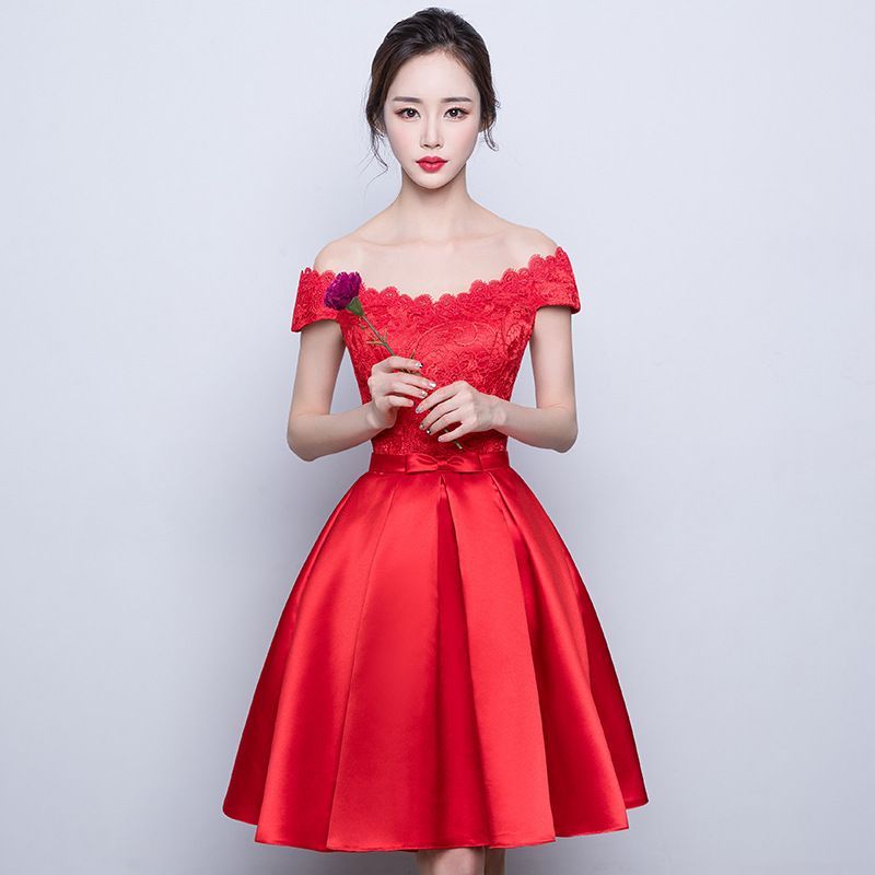 Off-Shoulder A-Line Cocktail Dress / Evening Gown