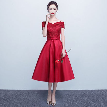 Off-Shoulder A-Line Cocktail Dress / Evening Gown