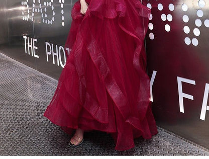 Open Back Spaghetti Strap A-Line Evening Gown