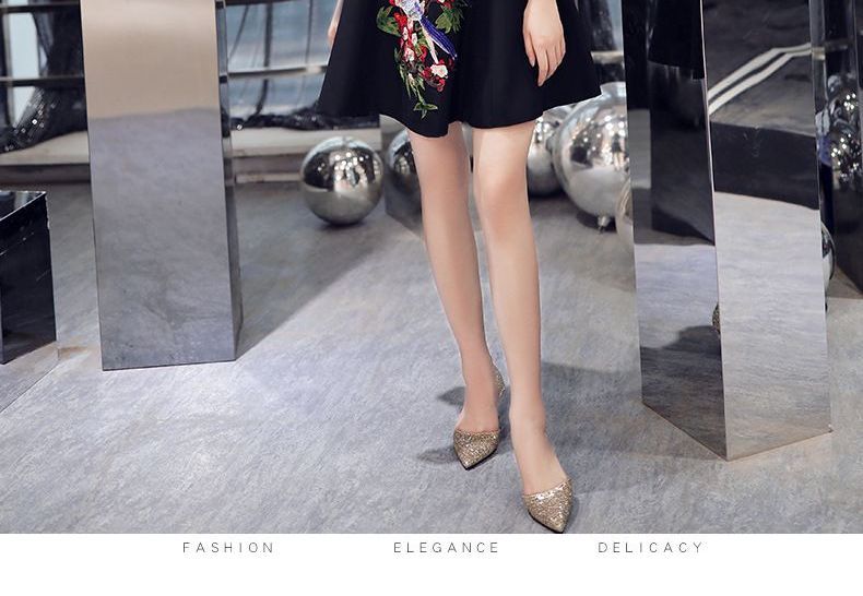 Short-Sleeve Floral Embroidered A-Line Qipao