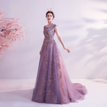 Cap-Sleeve A-Line Wedding Gown