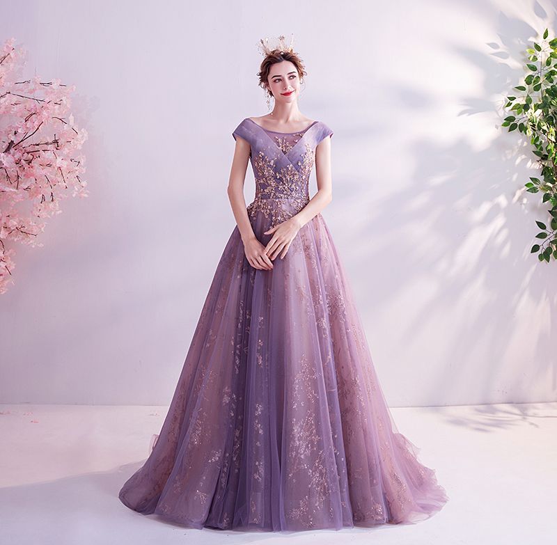 Cap-Sleeve A-Line Wedding Gown