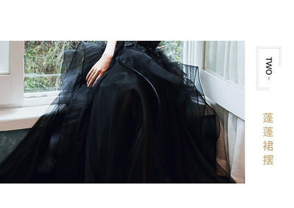 Spaghetti Strap Floral Applique Ruffled A-Line Evening Gown