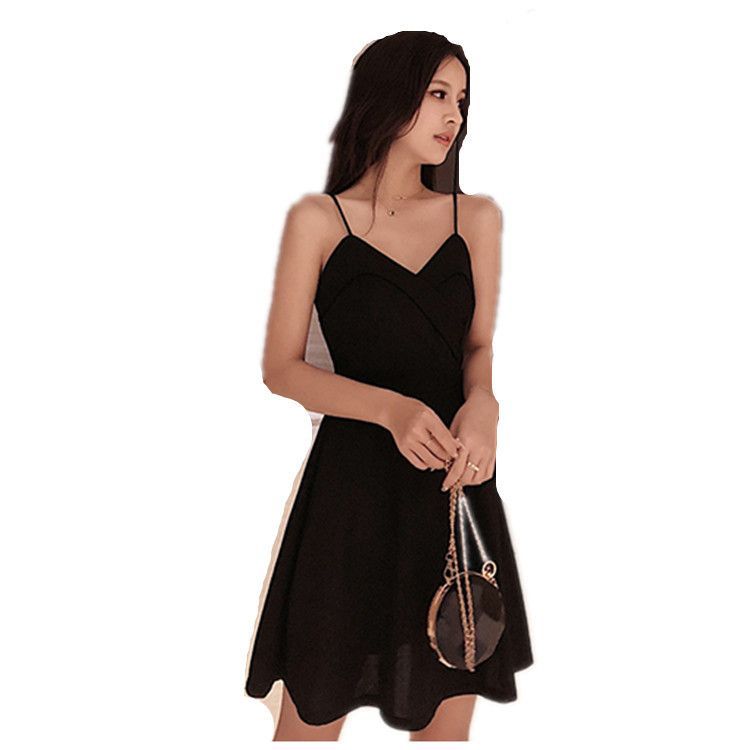 Spaghetti-Strap V-Neck Mini A-Line Dress