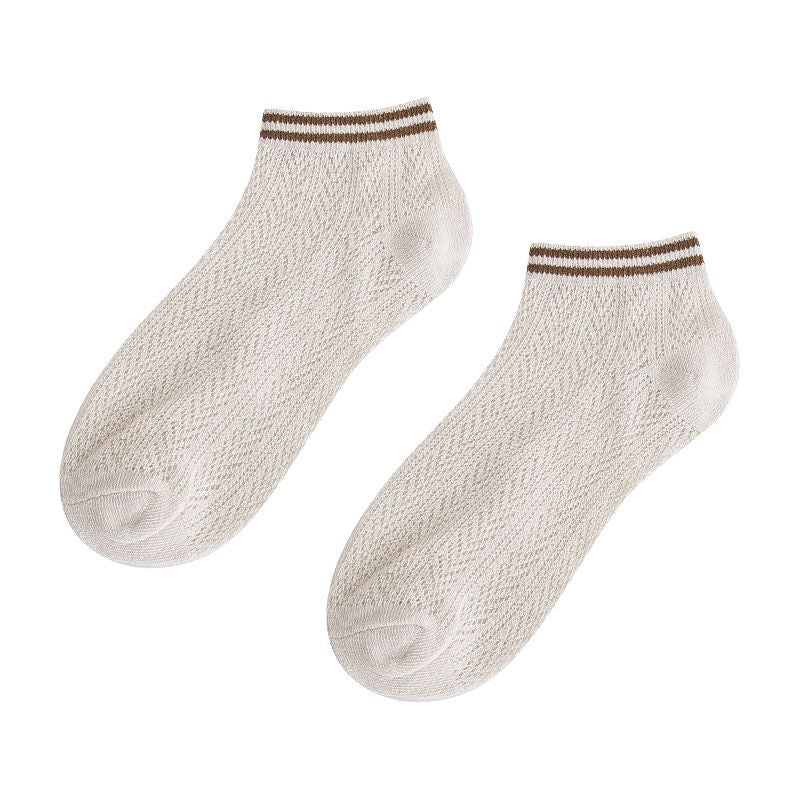 Set Of 5 Pairs: Perforated No Show Socks