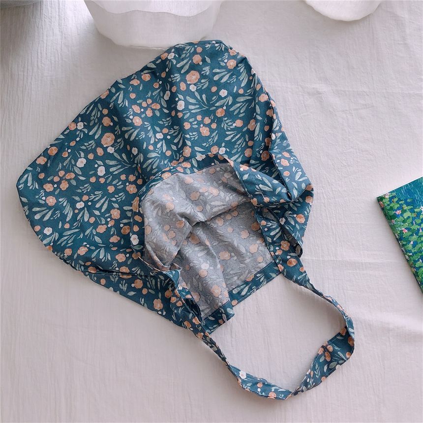 Sac fourre-tout en coton à imprimé floral