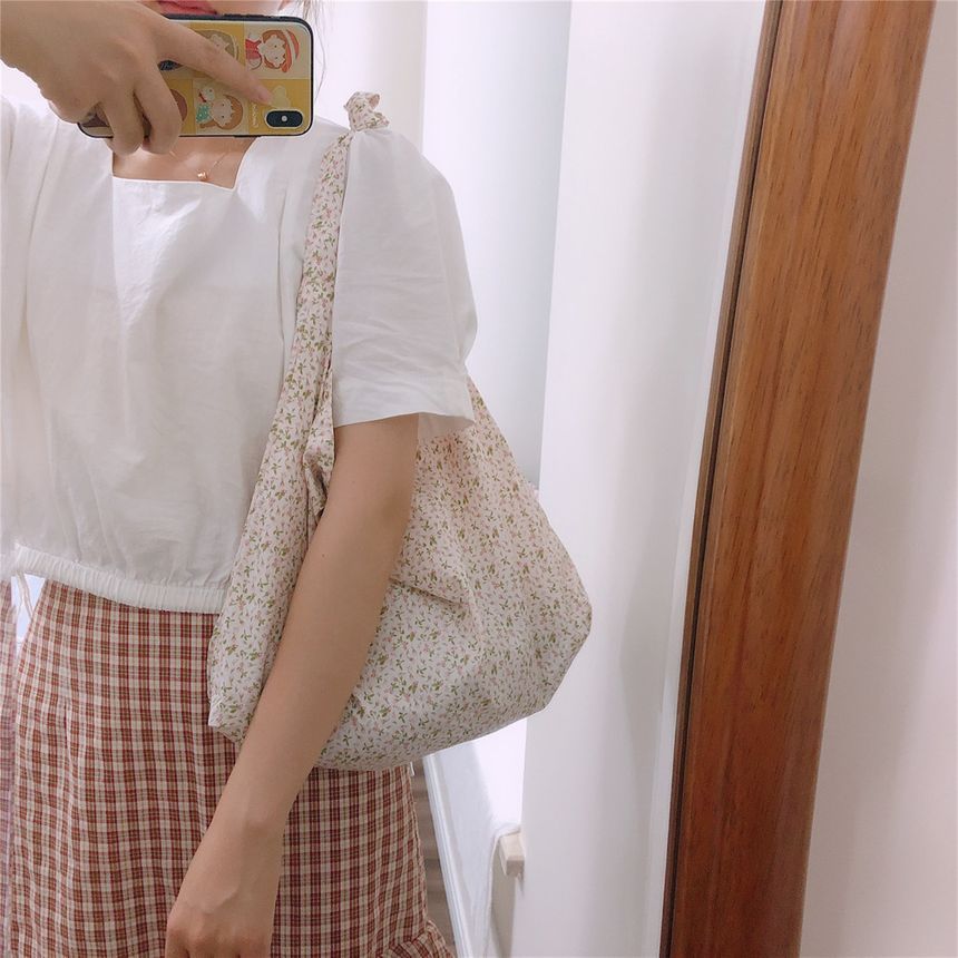 Sac fourre-tout en coton à imprimé floral