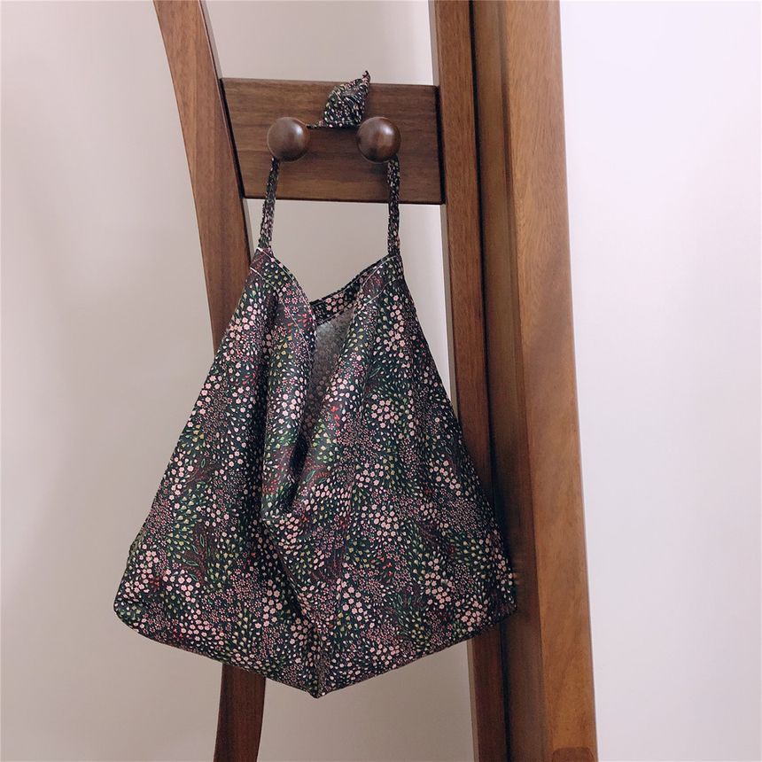 Sac fourre-tout en coton à imprimé floral